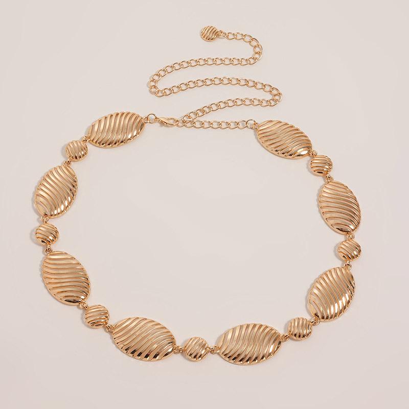 Новый стиль женской поясной цепочки высокого класса с металлическими ажурными узорами и геометрическим дизайном