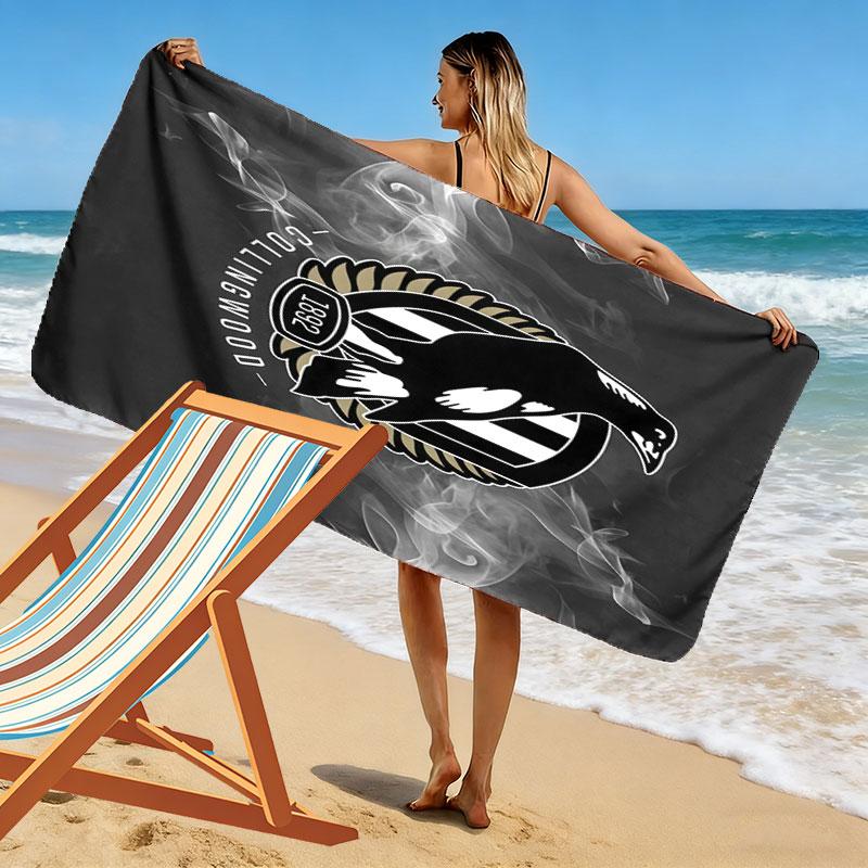 Collingwood Magpies Print Beach Towel, Large Soft Quick Dry Towel for Beach Camping Swimming