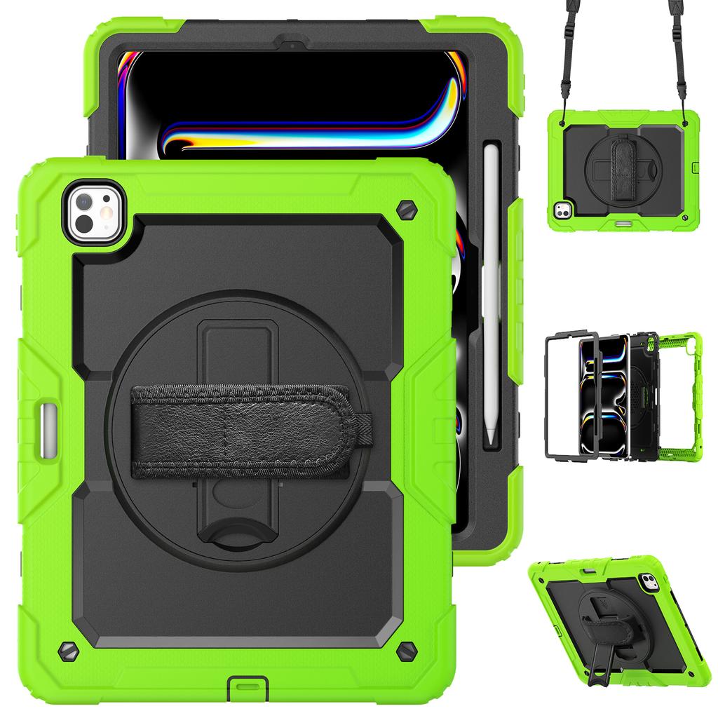 Для iPad Про 13 (2024) Чехол-подставка PC+Силикон для планшета с защитной пленкой для экрана/Ремешком на плечо