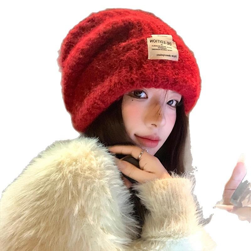 Осенне-зимние шапки женские большой окружности головы вязаные шапки модные универсальные шерстяные шапки флисовые наушники теплые холодные шапки