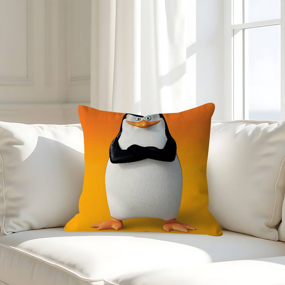 Cute P-Penguins Of M-Madagascar Personalized Pillow Cover Kids Bedroom Wild Party Decor Pillowcase Kid Birthday Shower Gift