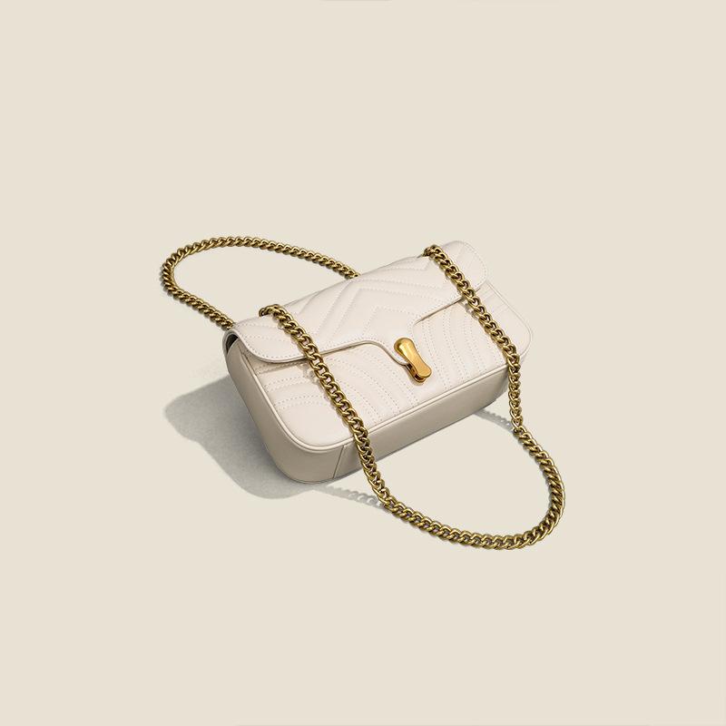 Fashion chain bag light luxury versatile messenger bag shoulder underarm bag genuine leather women's bag luggage