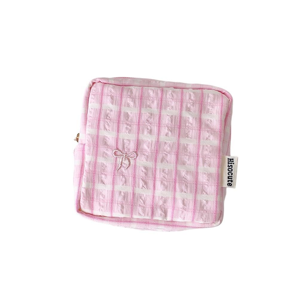 Korean Style Cloth Bow Cosmetic Bag Large Capacity Portable Beauty Case Travel Storage