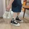 Женские кроссовки из парусины на толстой подошве весна/лето 2024 г. — визуально увеличивающие рост, со шнуровкой, низкие, модный белый цвет в корейском стиле