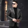 Весна и осень Новые мужские куртки из натуральной кожи Мужские костюмы из овчины Одинарные кожаные куртки Универсальные деловые повседневные кожаные куртки Однотонные
