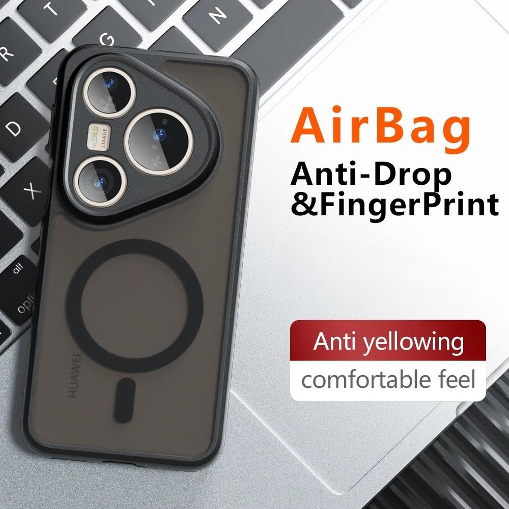 For Magsafe Magnetic Matte Case for HUAWEI Pura 80Pro Plus Shockproof Hard Bumper Wireless Charging Cover Funda for Pura 80Ultra