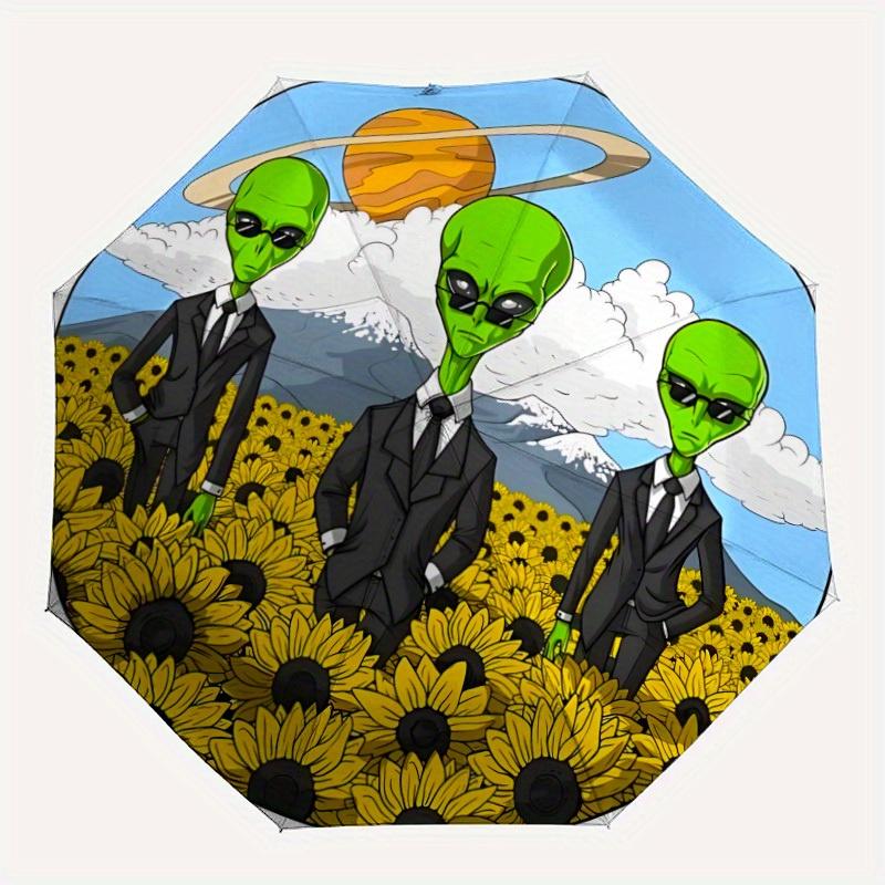 1pc Alien Sunflower Field Automatic Open/Close Umbrella, Ideal Fan Gift for Birthday, Christmas, Trendy Fashion yy250828057