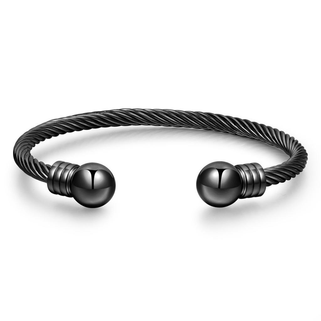 Модный браслет из нержавеющей стали с проволочной веревкой, открытый браслет из титановой стали с шарообразной головкой