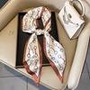 Long oblique corner scarf, silk scarf, high-end fashion and versatile scarf, streamer binding bag, imitation silk, Korean version scarf wholesale