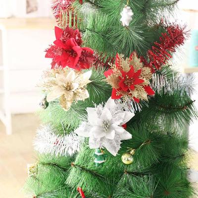 New Year Gift Festival Fake Flowers Artificial Christmas Flowers Christmas Tree Ornaments Glitter