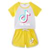 Модные детские комплекты Tik-Tok из 2 предметов, комплекты детской одежды для мальчиков и девочек, рубашки, топы + шорты, костюмы для детей от 3 до 10 лет