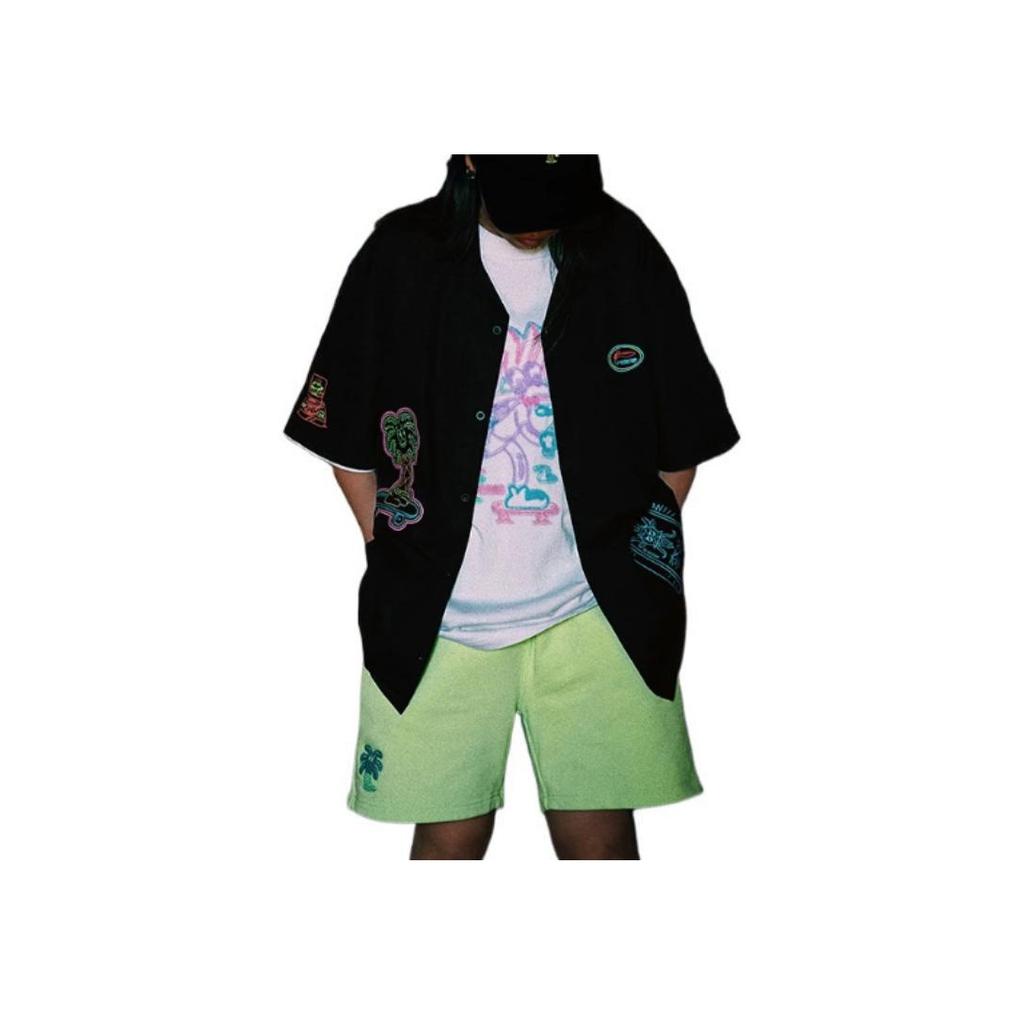 Li Ning Collaboration Loose Solid Color Casual Shorts Men Shorts Fluorescent-Ice-Yellow AKSSB47-3