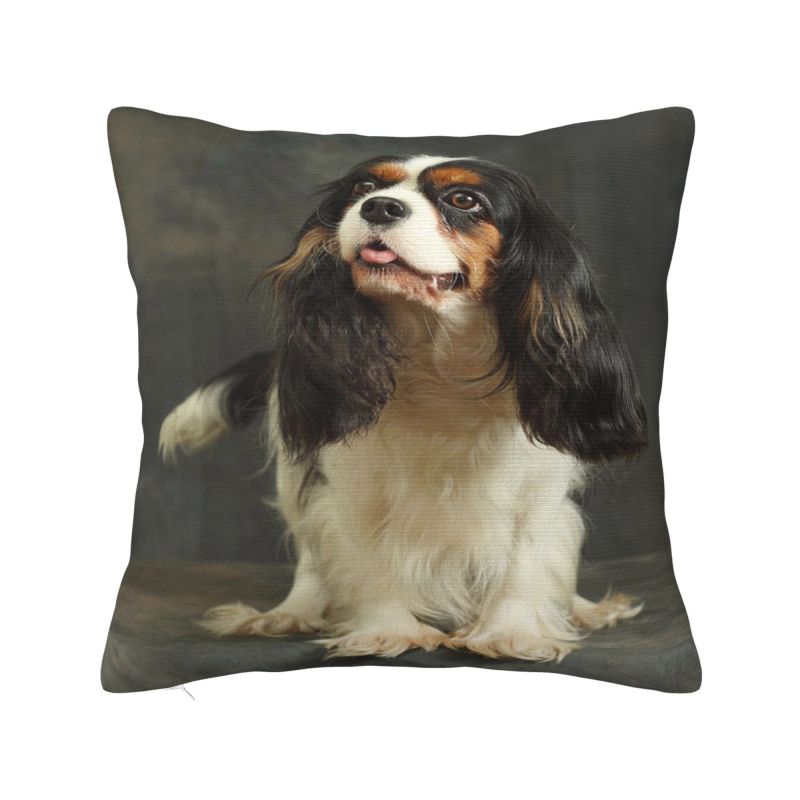 Custom Cavalier King Charles Spaniel Family Group Pillow Case Sofa Dog Modern Cushion Cover Square Pillowcase