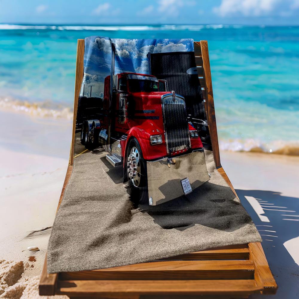 Kw Heavy Trucks Beach Towel Quickdry Soft Microfiber Comfortable Lightweight Suitable For Swimming Gym Camping Yoga Vacation