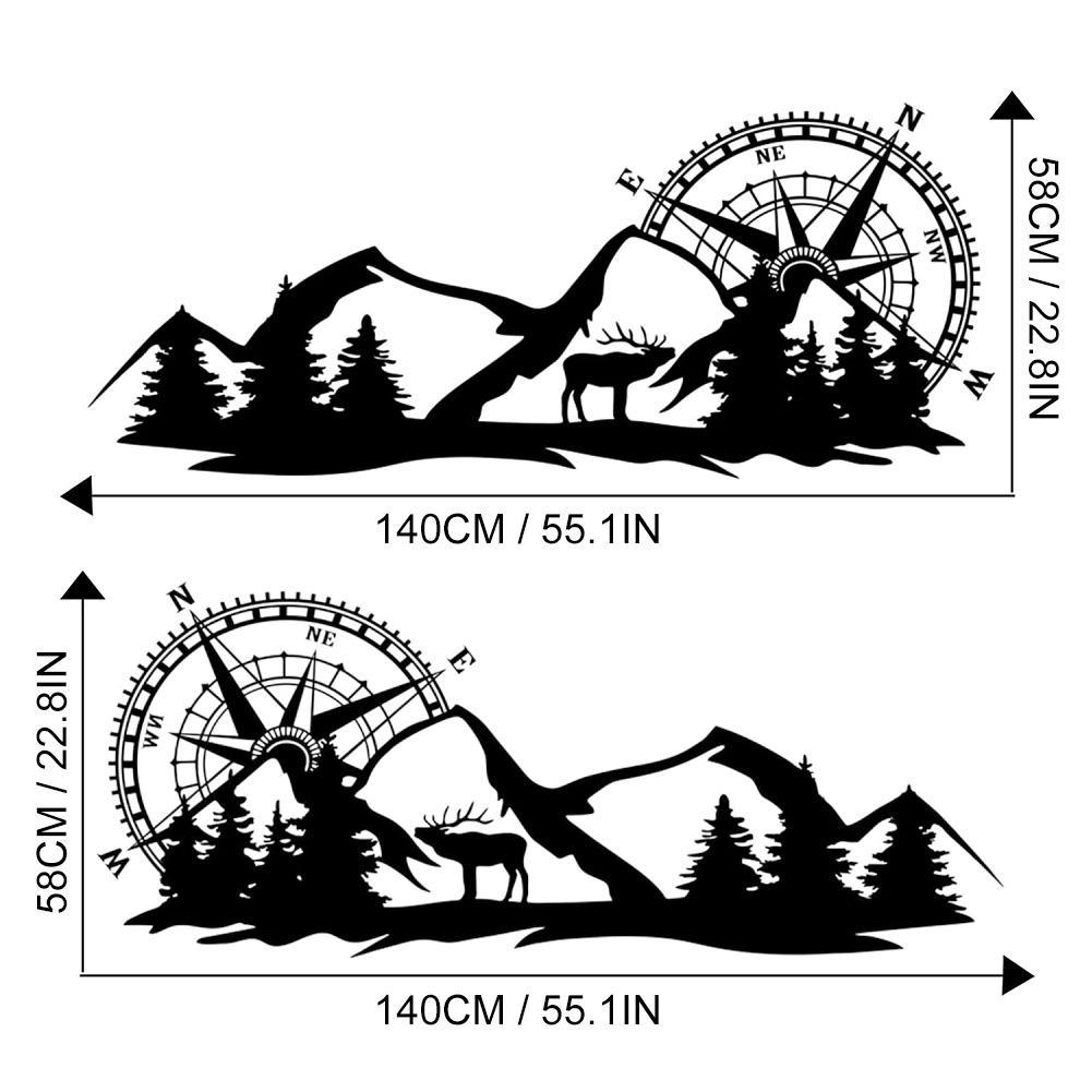 Большие наклейки на автомобиль Компас Дерево Гора Олень ПВХ наклейки Виниловая графика Водонепроницаемый внедорожник автофургон Стайлинг Украшения Внешние аксессуары