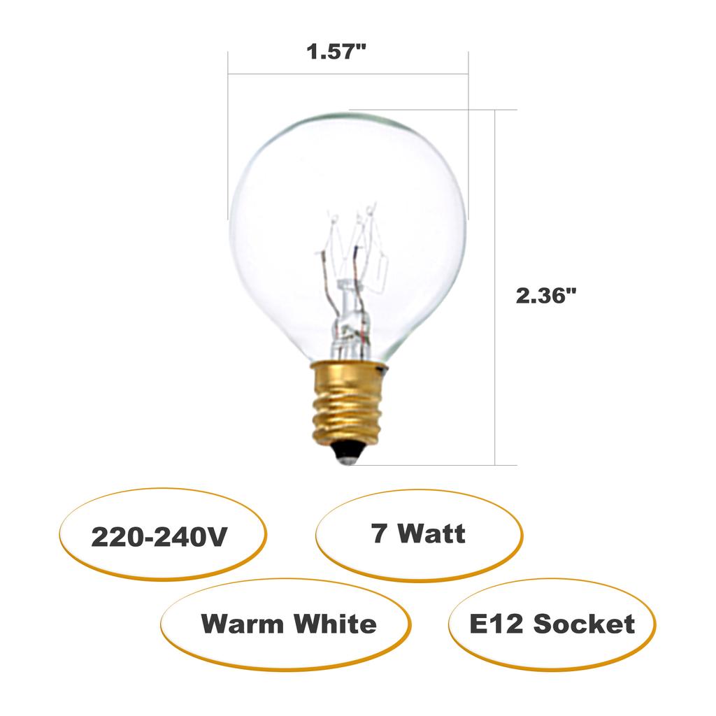 G40 Light Bulbs Replacement G40 Tungsten Bulb Lamp 7W 220-240V Clear Globe Bulb E12 Base Light