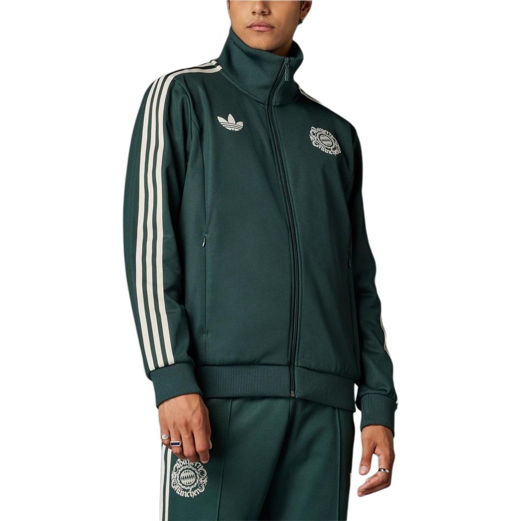 adidas Спортивная повседневная мужская куртка с длинным рукавом и винтажным воротником-стойкой в полоску сбоку, куртка цвета зеленого цвета IT4130