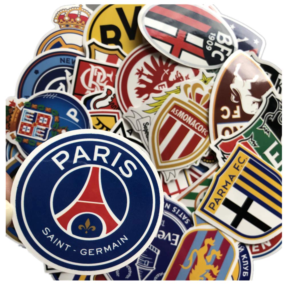 50 Pieces Soccer Club Comic Waterproof Sticker Set Suitcase Stickers for Favorite Notebook Suitcase, Bicycle, Helmet, Computer, Mobile,