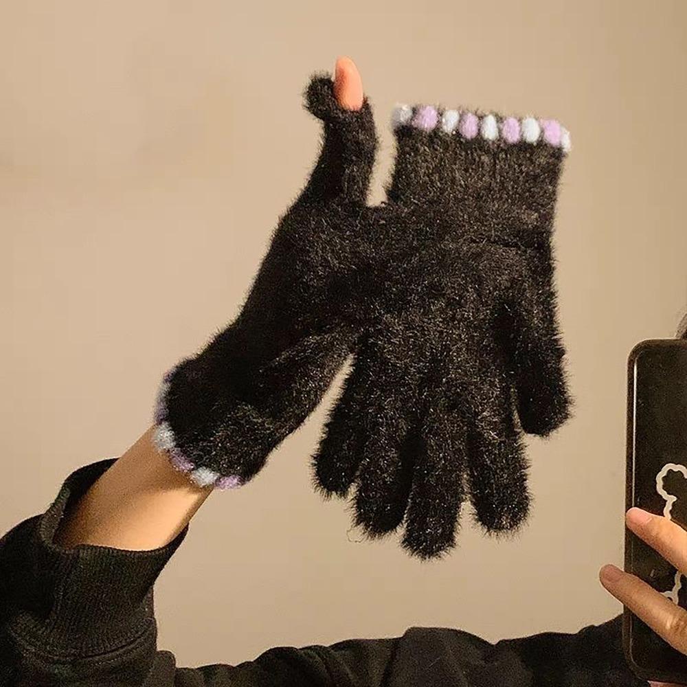 Elastic Fleece Women's Gloves Korean Style Ski Mittens Mink Velvet Gloves For Girls Winter