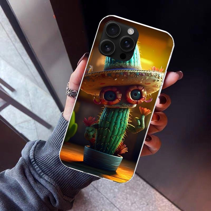 Cartoon Plant Cactus Phone Case For iPhone 17 Air 16 15 Pro Max 14 Plus 13 Mini 12 11 Cover 7 8 SE Silicone Shell Print Fundas 1