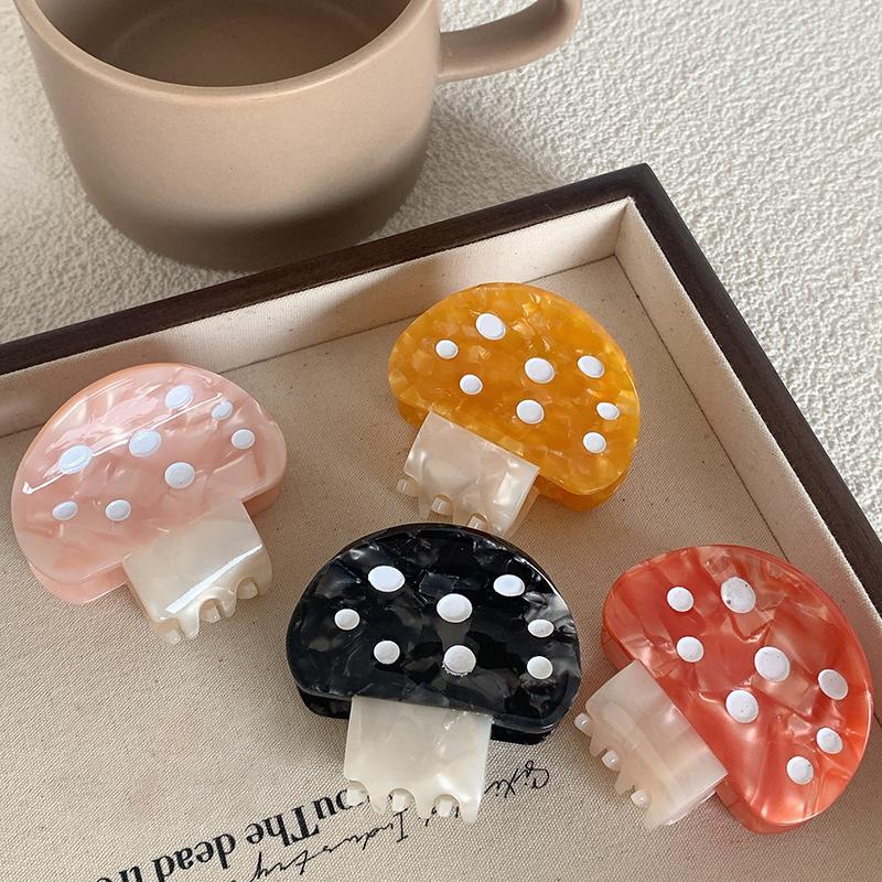 Милый маленький зажим для волос в форме гриба, креативная ацетатная заколка для волос, прелестные растительные зажимы-акулы для девочки, аксессуары для волос
