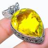 Lemon Quartz Vintage Style 925 Sterling Silver Jewelry Pendant 2" Gift for Her
