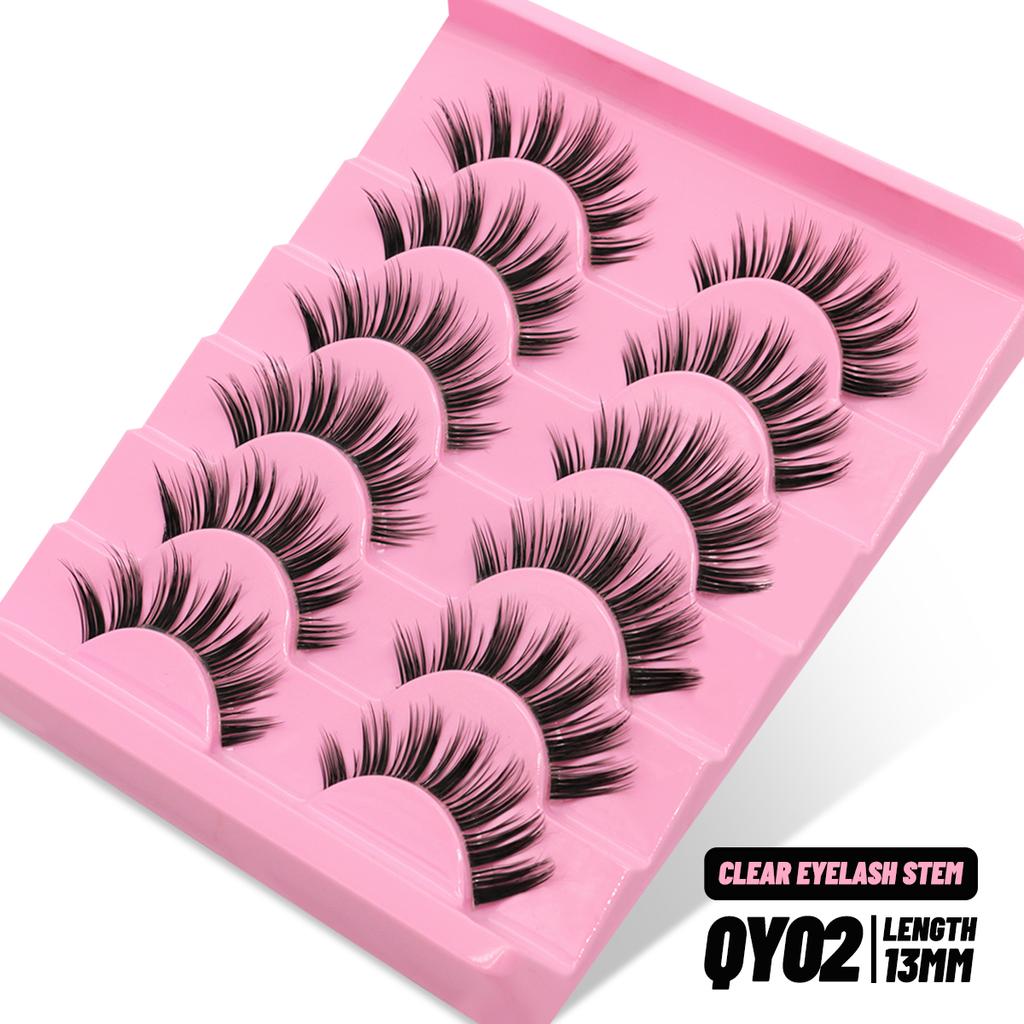 Xiaomi GROINNEYA Cat eye Lashes 5/6 pairs Clear Band Lashes Natural Look 6D Wispy Eyelashes False Lashes Eyelashs Extension