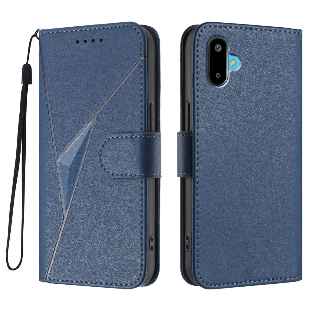 For Samsung Galaxy M16 5G/Galaxy F16 5G Case Triangle Imprint Leather Phone Cover with Lanyard