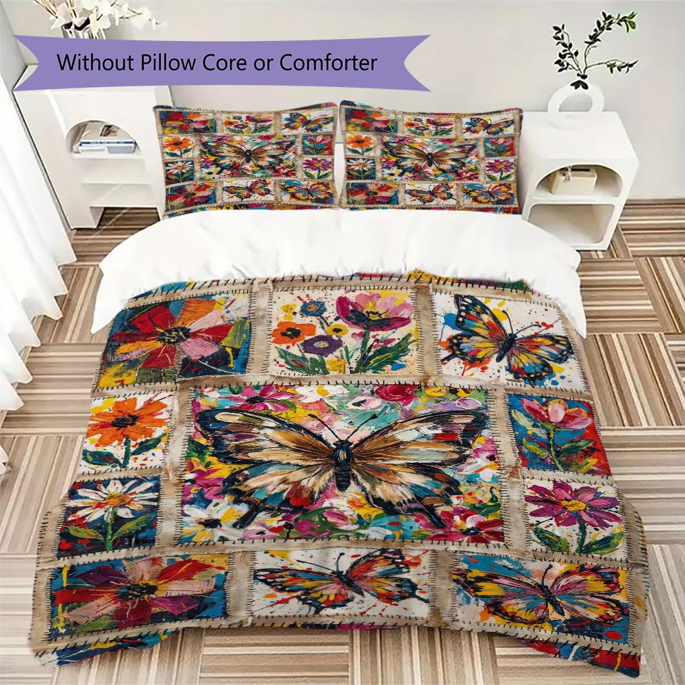 Abstract Butterfly Pattern Bedding uilt Set uilt Cover Pillowcase Home Decoration Birthday Gift (1 * duvet cover + 2 * pillowcase without core)13