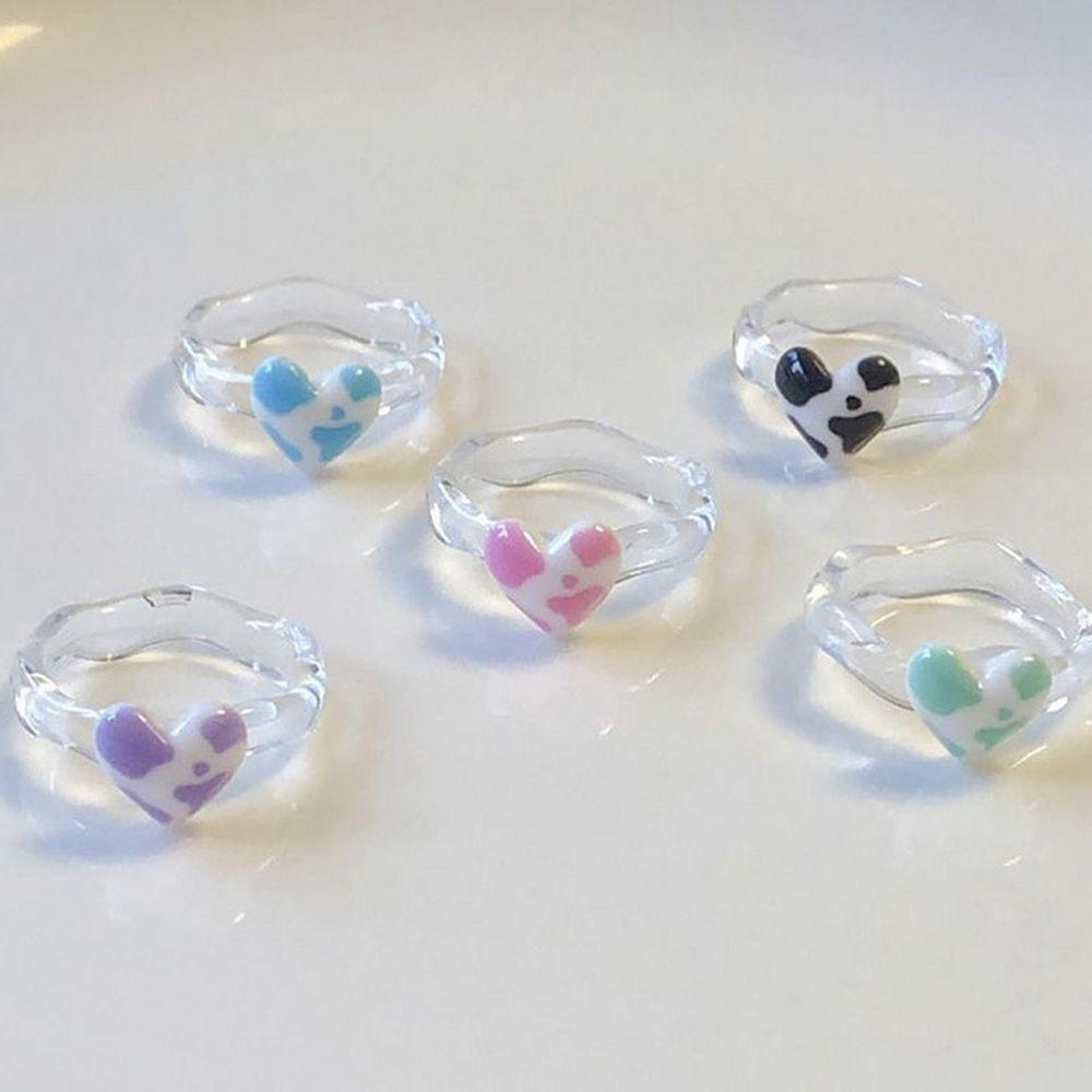 Gift Dream Colorful Leopard Creative Transparent Finger Ring Female Ring Heart Korean Style Ring