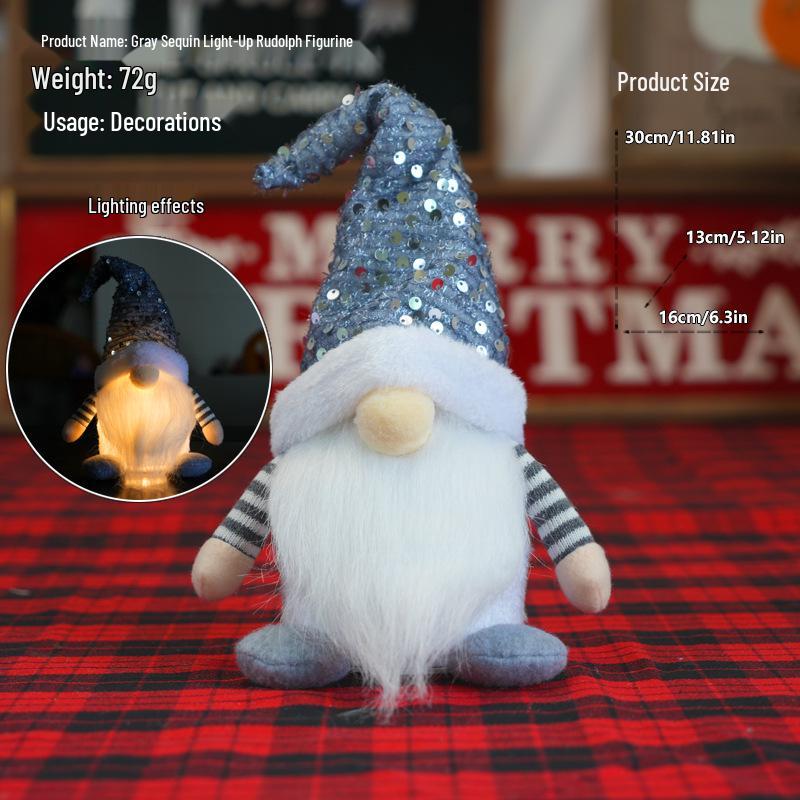 Светящийся гном с пайетками и Рудольф Рождественские украшения