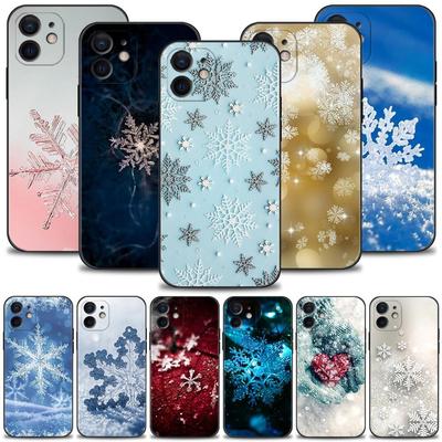 Чехол для телефона iPhone 13 12 11 Pro Max 13 12 Mini XS XR X 8 7 6s 6 Plus, черный чехол, силиконовый чехол, новинка, горячая рождественская снежинка