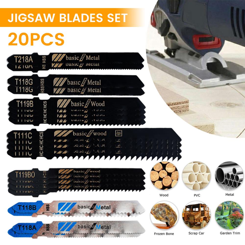 10-50Pcs T-Shaft Jigsaw Blades HCS Assorted Jig Saw Blades For Wood Plastic Metal Cutting Jig Saw Blades for Thin Metal Cutting