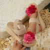 Fashion Plus Size Fashion Flowers Wedge Sandals for Women Elastic Ankle Strap Platform Sandals Woman Summer 2025 Thick Sole Beach Shoes