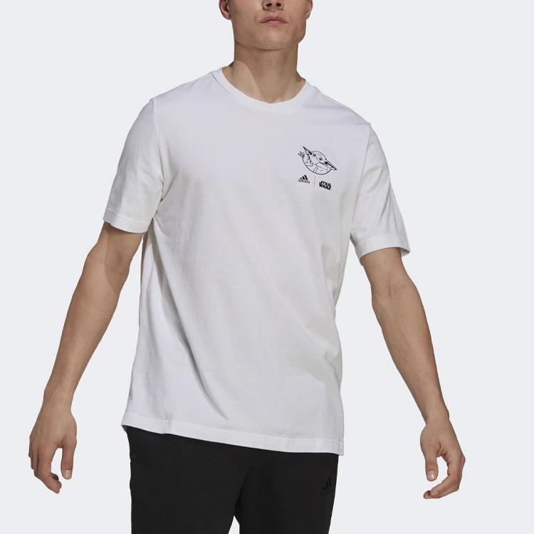 Adidas Повседневная футболка с коротким рукавом X Star Wars с графическим принтом на спине, мужские топы, белые GS6213