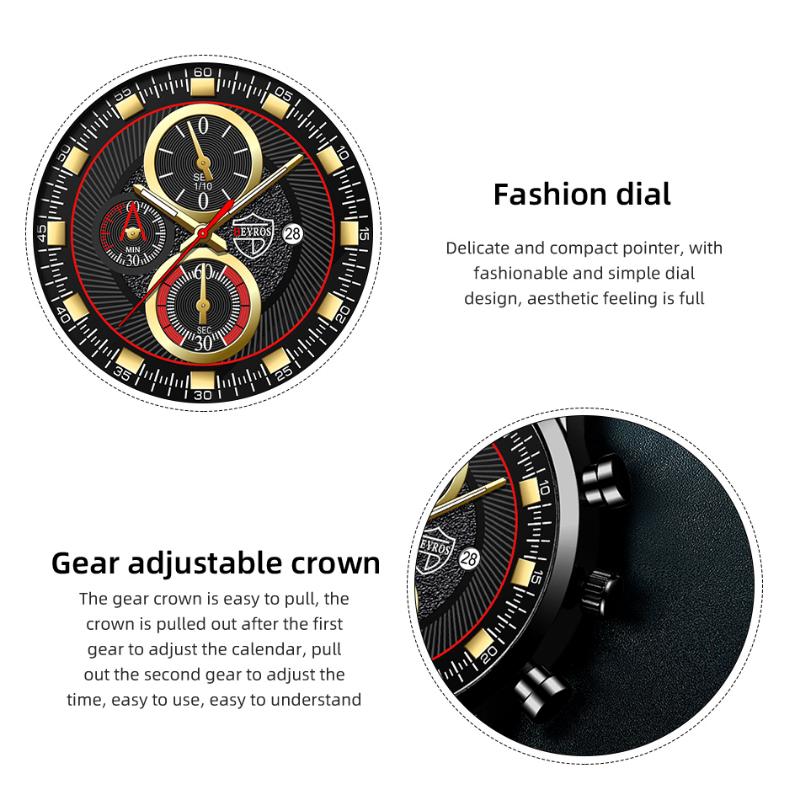 Watches for Men Business Leather Quartz Wristwatch Calendar Date Luminous Clock Luxury Mens Casual Bracelet Watch