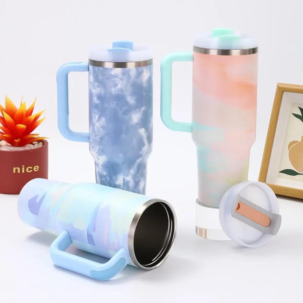 Good Quality 304 Stainless Steel High-value 40oz Bingba Cup Outdoor Portable with Handle Straw Thermos Cup