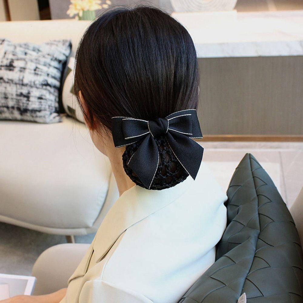 Headwear For Girls Hair Clip Bow Spring Clip Ponytail Clip Hairgrips Cover Net Korean Bun Snood