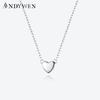 Plain Heart Pendant 925 Sterling Silver Long Chain Necklace For Women