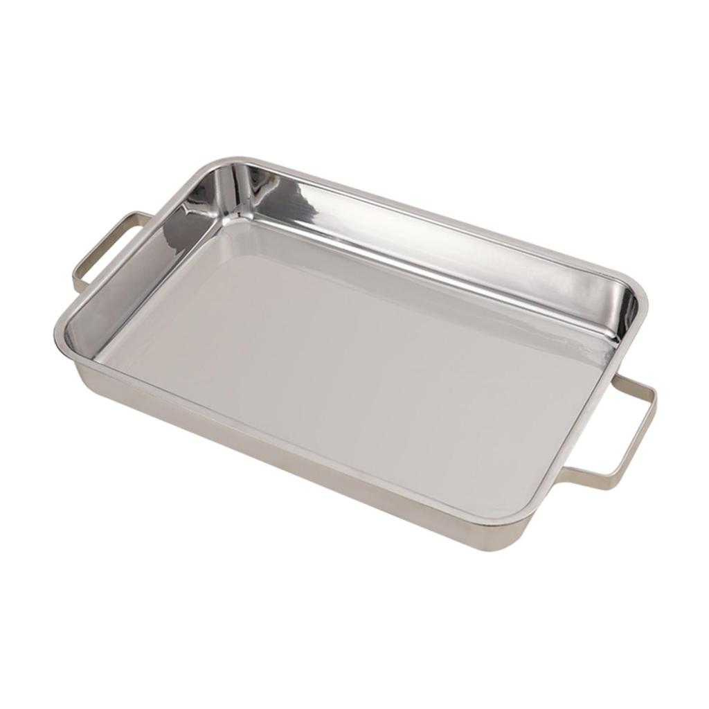 Stainless Steel Fish Baking Tray Sturdy Grill Plate for Meat Cooking Lasagna Silver M