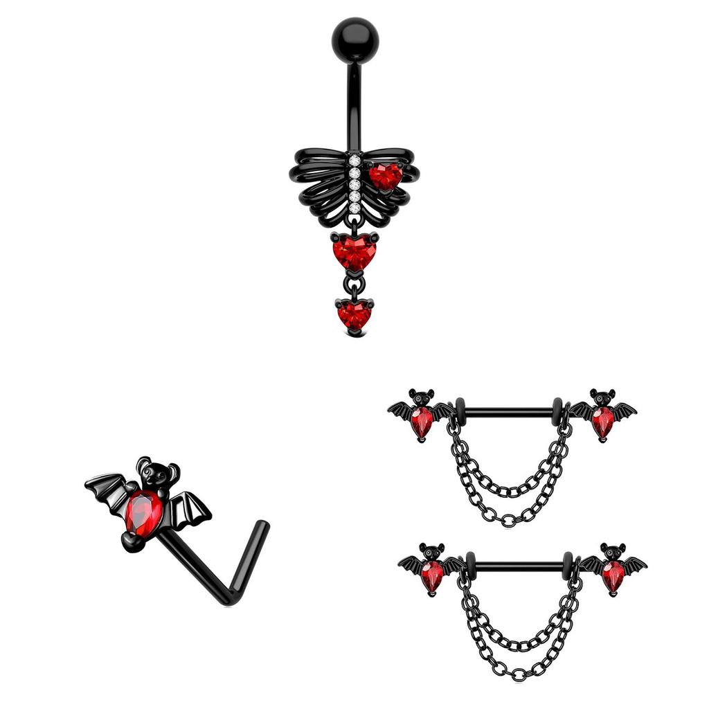Geometric Stainless Steel Butterfly Belly Button Ring With Wing And Chain Design For Men And Women