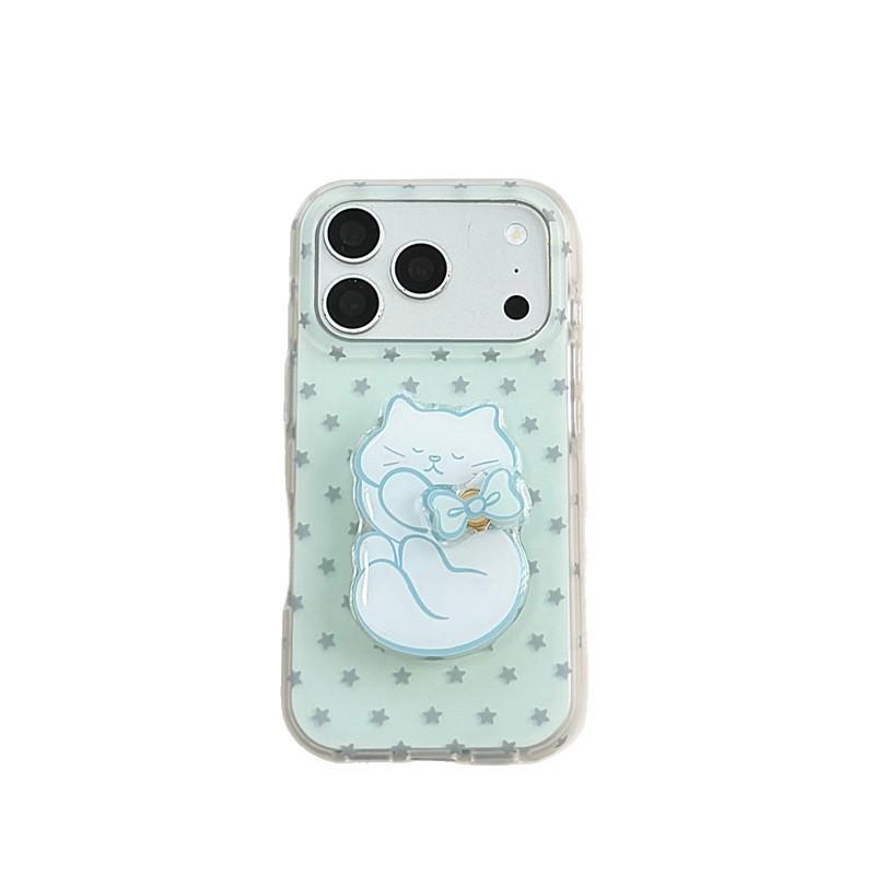 Мультяшная Звезда Бант Кот Подставка Чехол для iPhone 17/16 Pro Max/15 Pro для Женщин