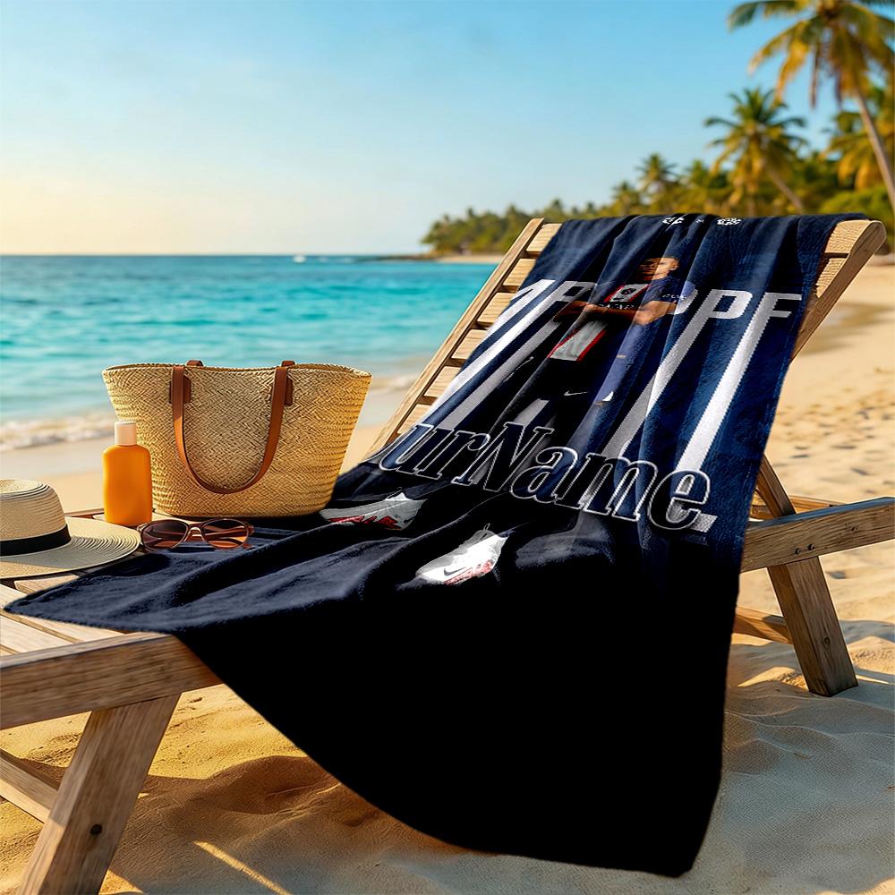 Mbappe Personalized Name Beach Towel Super Soft Microfiber Quickdry Fabric Portable for SwimmingBeachCamping Travel Beach AccessoriesGym