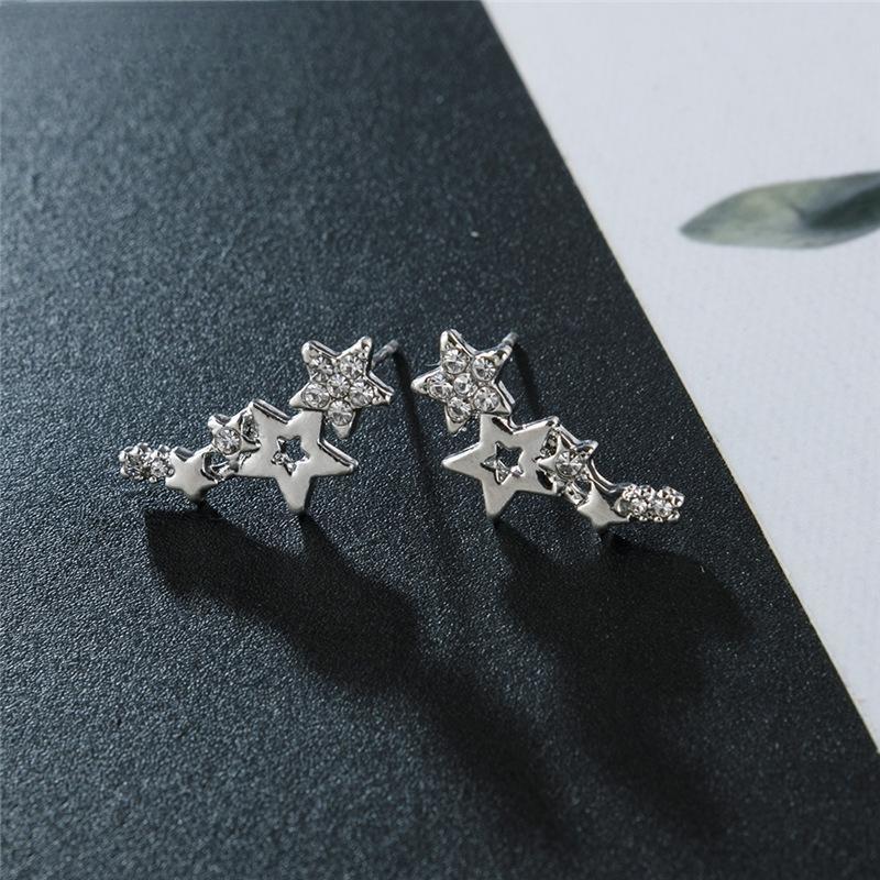 Shining Geometric Gold Color Earrings for Women Climber Tiny Star Stud Earrings Birthday Gift Jewelry Earrring