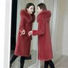 Женское длинное пальто из 100% кашемира с капюшоном, шерстяное пальто больших размеров с воротником из лисьего меха