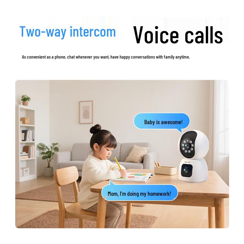 Philips Домашняя камера безопасности 360° с двумя объективами, WiFi, с ночным видением, штепсель CN (адаптер в комплекте)
