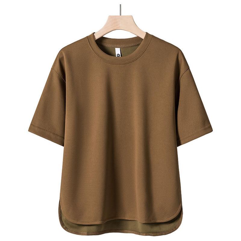 Summer Short-sleeved Suit Men's Round Neck T-shirt Solid Color Half-sleeved Cardigan Thin Breathable Five-point Pants Two-piece Suit