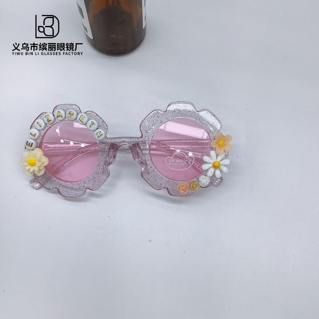 Fashion Children'S Sunglasses Diy Trend Sunscreen Uv Protection Baby Concave Cute Flower Sunglasses