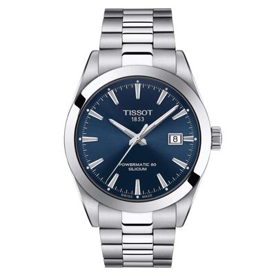 Часы TISSOT Gentleman Automatic Powermatic 80 с силиконовым браслетом, синим циферблатом, T1274071104100, мужские