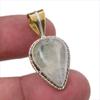 Natural Aquamarine Gemstone 925 Solid Sterling Silver TwoTone Pendant 1.50" a2Y25